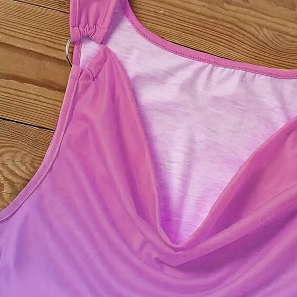 XXL (14) Ombre Crew Neck Tank Top, Casual Sleeveless Tank, with a Metal Buckle - Picture 2 of 4